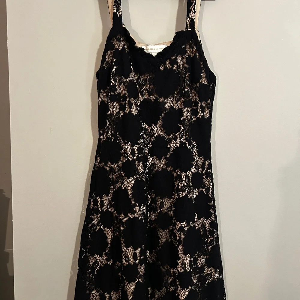 Black Lace Mid-Length Dress - Picture 1 of 3